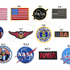NASA-märke USA-flagga Arméns fredskår Örn Frihetsgudinnan Sam USA:s armé Militärstyrka Marin Flygvapen Broderad Stryk-på-märke Jeans