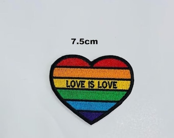 Rainbow LGBT Pride Love Heart Embroidered Iron On Sew On Patch Badge Fancy Jacket Jeans Fabric Applique Transfer N-633