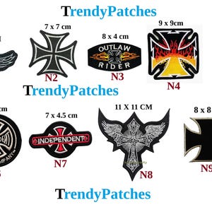 Chopper Cross Fire Flame Biker Rocker Outlaw Riders Cross Skull Flame Bikers Gothic Emo Hell Fire Embroidered Iron Sew On Patch Badge Clothe