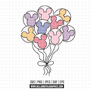 2480 - Disneyy ballons SVG, EPS, PNG - Disneey ballons dtf clipart vector. disneyland dtf. Disney birthdays dtf. Mickeyy balloons dtf