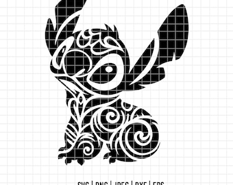 3100 - Schizzo di Stitch in formato SVG, EPS, PNG - Clipart vettoriale di Lilo e Stitch. Contorno delle icone di Stitch. Disegno al tratto Disney Stitch. Stitch DTF