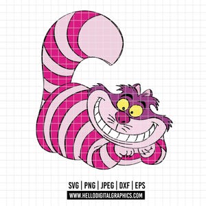 3186 - Cheshire cat to Alicee in wonderland SVG, EPS, PNG - Cheshire cat clipart vector. Disneyy characters Alice in wonderland dtf