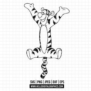 3049 - Tigger SVG, EPS, PNG - winnie the pooh Clipart Vector. Tigger face svg Tigger dtf Winnie Pooh dtf