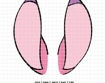 May include: A digital illustration of two stylized bunny ears. The ears are primarily pink with black outlines and a purple accent at the tips. The image includes file type information and a website address at the bottom.