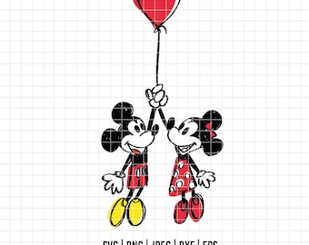 526 - ミッキーとミニーのスケッチ SVG、EPS、PNG - ミッキーとミニー
