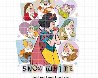 3139 - Blancanieves y los siete enanitos (dtf) SVG, EPS, PNG - Vector de imágenes prediseñadas de Mudito y los siete enanitos. Blancanieves (dtf) Disneyy Mudito