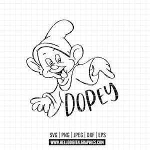 3065 - Dopey outline to Snow white and the seven dwarfs SVG, EPS, PNG - Dopey to seven dwarfs Clipart Vector. Disneyy dopey dtf Snow White