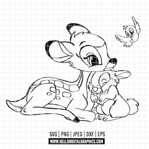 以下が含まれることがあります： シカ、ウサギ、鳥の白黒線画。シカは横たわり、ウサギは隣に寄り添っています。鳥はそれらの上を飛んでいます。画像には、SVG、PNG、JPEG、DXF、EPSのファイルタイプが含まれています。