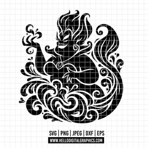 2861 - Úrsula dtf sketch SVG, PNG, EPS - Disneyy little mermaid clipart vector. Little mermaid dtf. Ursula outline dtf. Disneey villains dtf