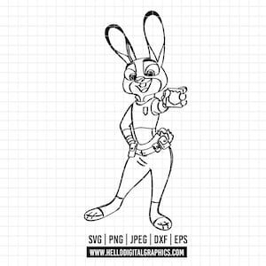 2818 - Judy Hopps, zootopia SVG, EPS, PNG - Judy Hopps, zootopia Clipart Vector. Disneey Judy Hopps, zootopia outline dtf