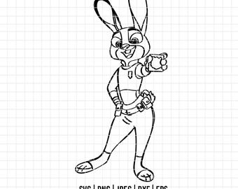 2818 - Judy Hopps, zootopia SVG, EPS, PNG - Judy Hopps, zootopia Clipart Vector. Disneey Judy Hopps, zootopia outline dtf