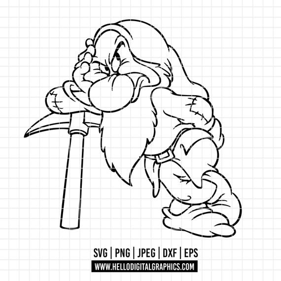 2808 - 不機嫌な、白雪姫と七人の小人 SVG、EPS、PNG - ディズニー風の