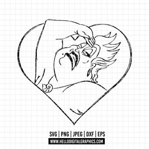 2161 - Úrsula in love line art SVG, PNG, EPS - Disneey villains dtf clipart vector. Little mermaid characters dtf. Ursula outline dtf.