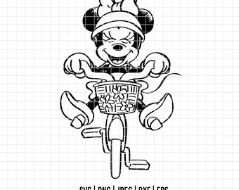 2678 - Minniee und seine Abenteuer Umriss SVG, EPS, PNG - Classic Minnie Clipart Vektor. Minnie dtf. Disney dtf. Minnie Linie Kunst. Minnie
