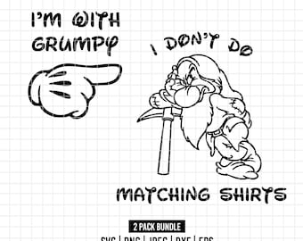 2830 - Grumpy to The seven dwarfs pack bundle SVG, PNG - Snow white and The seven dwarfs clipart. I am with grumpy all the time svg.
