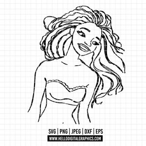 2440 - Princess Little mermaid american SVG, PNG, EPS - Disneyy Princess ariel outline clipart vector.Little mermaid African dtf. Ariel dtf