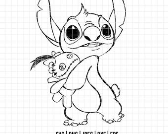 3099 - Stitch e Scrump SVG, EPS, PNG - Clipart vettoriale di Lilo e Stitch. Clipart della festa di Stitch. Icone Disney. Clipart della torta di Stitch. DTF di Stitch