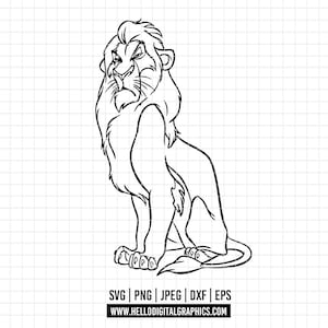 3032 - Scar to The Lion King SVG, EPS, PNG - Scar clipart vector. Rafiki The Lion King svg. Simba outline, line art svg Mufasa and Scar dtf