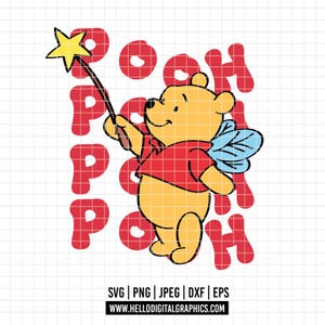 3148 - Magic Winnie the pooh SVG, PNG, EPS - Winnie the pooh silhouette clipart vector. Winnie pooh and his adventures svg. Winnie Pooh dtf.