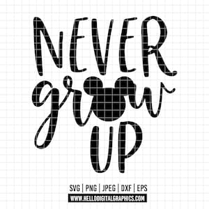 2634 - Never grow up, Disneyy  SVG, EPS, PNG - Peter pan quotes Clipart Vector. Disneey quotes dtf. Peter Pan dtf. Never grow up dtf