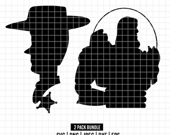 3095 - Buzz Lightyear and Sheriff Woody silhouettes pack SVG, PNG, EPS-Toy Story  line art/disney Buzz and Woody clipart vector. disneyy dtf