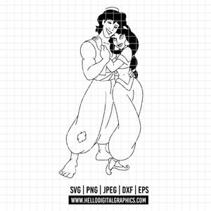 カーペットの上のアラジンとジャスミン SVG - Etsy 日本