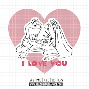 2605 - The princess and the frog SVG,EPS,PNG-The princess and the frog Clipart Vector,Tiana and Naveen dtf. princess and the frog&#39;s love dtf