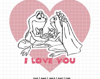 2605 - The princess and the frog SVG,EPS,PNG-The princess and the frog Clipart Vector,Tiana and Naveen dtf. princess and the frog's love dtf