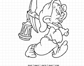 2807 - Blöd, Schneewittchen und die sieben Zwerge SVG, EPS, PNG - Disneyy Dopey Clipart Vektor. Blöde Zitate dtf. blöd zu den sieben Zwergen