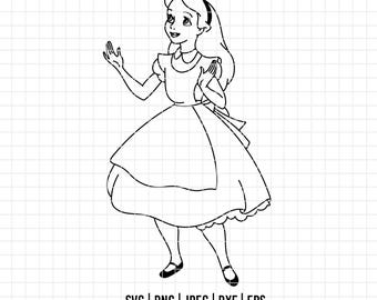 3203 - Alicee in Wonderland-overzicht SVG, EPS, PNG - Disney Alice-overzicht/clipartvector. Alice in wonderland dtf. Alicee disney dtf