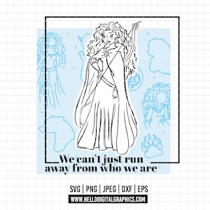 2374 - Princess Merida cute SVG, PNG, EPS - Disneyy Princess Merida dtf clipart vector. Brave dtf. brave svg. princess Merida dtf quotes
