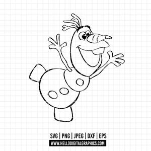 3183 - Olaf skating SVG, PNG, EPS - Disneyy Frozen caracters clipart vector. Olaf dtf Line art svg. The adventures of Olaf svg
