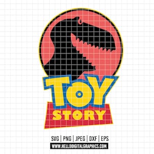 3063 - Logotipo de Toy Story y T-Rex SVG, PNG, EPS - Clipart de T-Rex de Toy Story Disney. Amigos de Andy. Arte lineal de "Juguetes para siempre" de Andy.