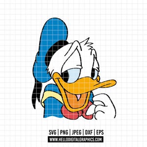 2796 - Donald Ente SVG, EPS, PNG - Donald Clipart Vektor. Disney Donald Silhouette. Donald Duck dtf