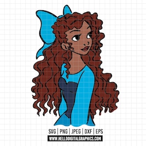 2441 - American princess Ariel SVG, PNG, EPS - Disneyy Princess ariel afro clipart vector. Little mermaid dtf. African Ariel princess svg