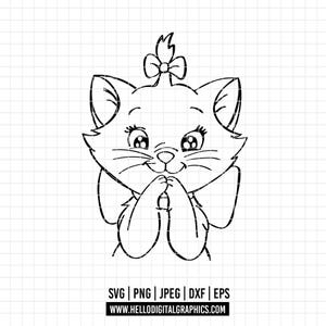 2100 - おしゃれキャット 子猫のマリー SVG、EPS、PNG - マリー、おしゃれキャットのクリップアートベクター。子猫のマリー、トゥールーズとベルリオーズのクリップアートDTF
