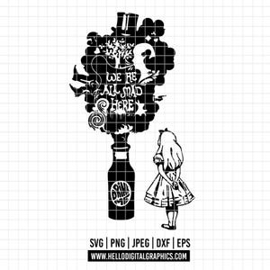 2802 - Alice in wonderland quotes SVG, EPS, PNG - Disneey, Alice clipart vector. Alice in wonderland dtf. Alice in wonderland scenes svg