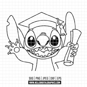 Può includere: Disegno a tratto nero e bianco di un personaggio dei cartoni animati con cappello di laurea e diploma. Il personaggio ha grandi occhi e un ampio sorriso. L'immagine include informazioni sul tipo di file e un indirizzo web.