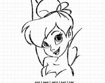 2219 - Little Tinkerbell SVG, EPS, PNG - Magic Tinkerbell outline clipart vector. Disneey Tinkerbell dtf. The magic of Tinkerbell line art