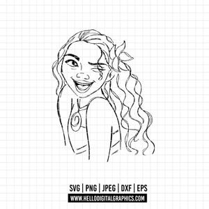 1961 - Moana outline SVG, EPS, PNG- Moana clipart vector. Moana line art svg. Princess Moana. Disney&#39;s Princess Polynesian Moana svg