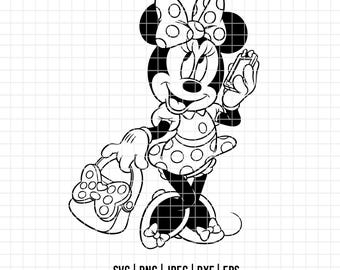 3021 - Minniee coquete SVG, EPS, PNG - Disneyy Minnie outline clipart vector. Minnie line art svg. Minnie dtf