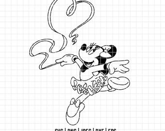 3943 - Linea disegno ballerina di Minnie Svg, Eps, Png, Dxf, Jpeg. Disney Minnie ballerina dtf