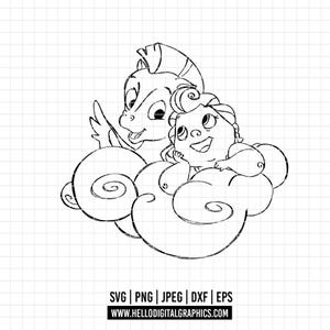 2099 - Pegasus zu Hercules SVG, PNG, EPS - Disneyy Hercules Clipart Vektor. Pegasus Linie Kunst. Pegasus zu Herkules dtf