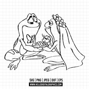 2306 - The princess and the frog SVG, EPS, PNG - Tiana and naveen Clipart Vector. Princess Tiana dtf. The princess and the frog scenes svg