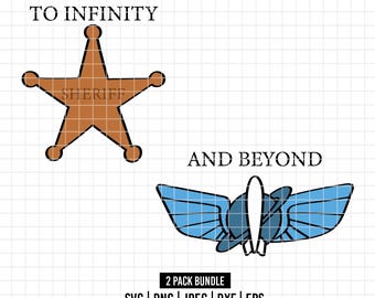 3094 - Pack de logos Buzz l'Éclair et shérif Woody SVG, PNG, EPS - Icônes Toy Story, à l'infini et au-delà. Icônes Buzz et Woody dtf