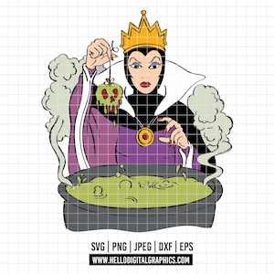 3192 - Evil Queen, snow white iconic scenes SVG, EPS, PNG - Disneyy villains clipart. Evil Queen dtf. Snow white&#39;s villains