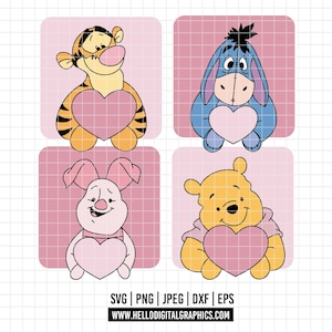 2464 - Winnie the pooh and friends SVG, PNG, EPS-Winnie the Pooh Kawai clipart vector. Winnie Pooh characters dtf. Tiger, Piglet, Eesore dtf