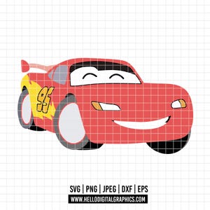 2494 - Lightning McQueen SVG, PNG, EPS - Cars Movie Clipart vector. Cars characters clipart. Lightning McQueen dtf.