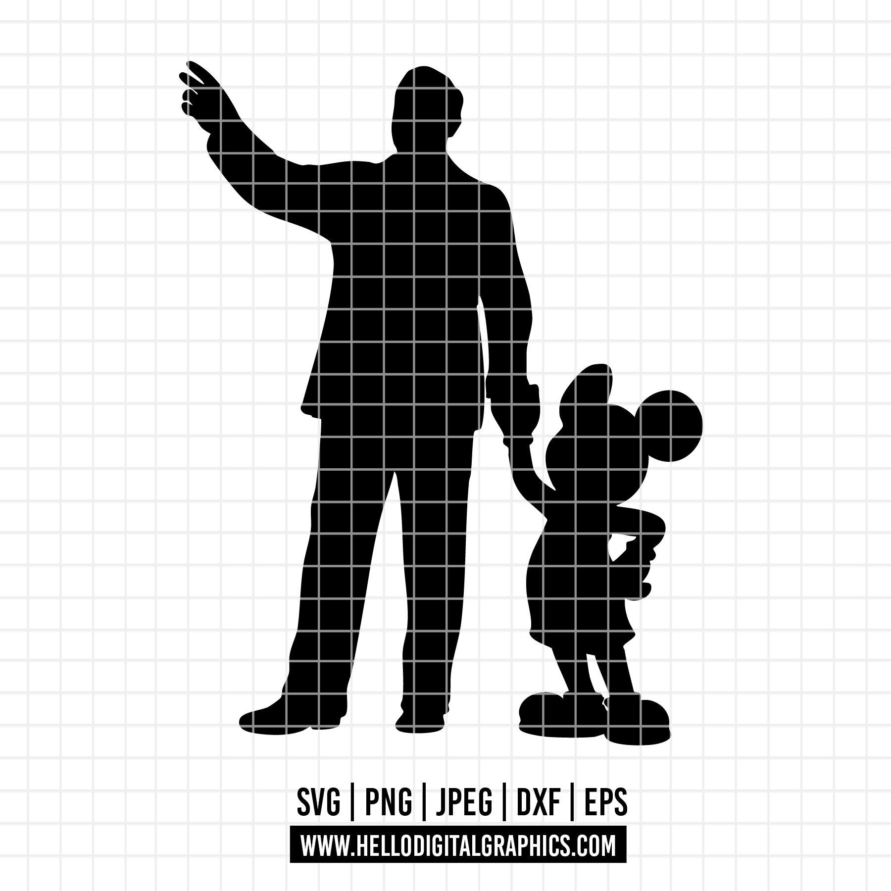 2616 - ウォルト・ディズニーとミッキーマウスのシルエット SVG、EPS