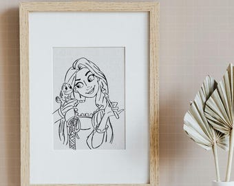 D*m様 【美品】トリシア RAPUNZEL & PASCAL 原画 直筆サイン 2241 - Rapunzel & Pascal Outline SVG, PNG, EPS - Disneyy Princess